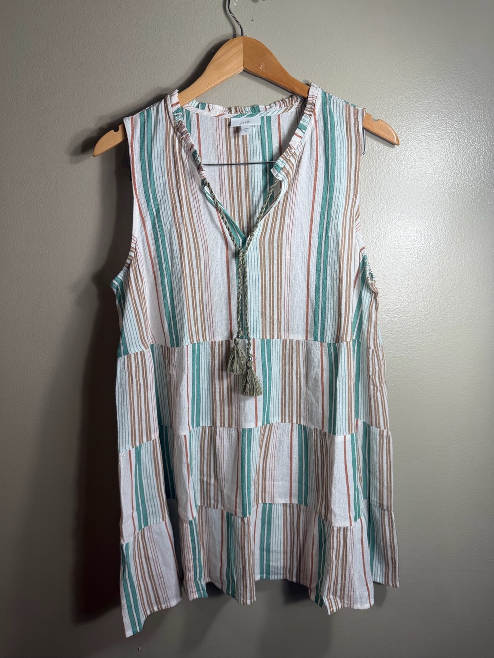 J. Jill Striped Tiered Tunic Tank Top M